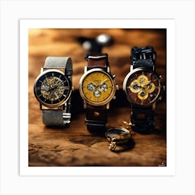 Crea Una Imagen Hiperrealista De 4 Relojes De Puls Art Print