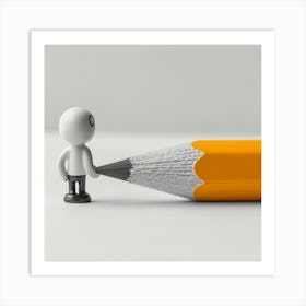 Portrait Of A Man Holding A Pencil Art Print