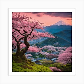 Japanese Sakura In Mountain 18 Art Print