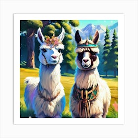 Two Llamas Art Print