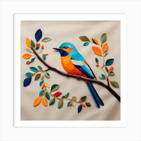 Peruvian Textile Art, Bird On a Branch, folk art, 164 Art Print