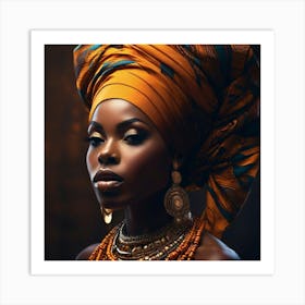 African Woman In Turban Art Print