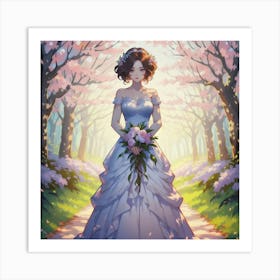 Girl With Flowers Art Print