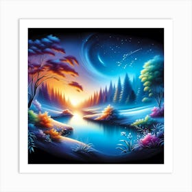 Night Landscape Painting Art Print