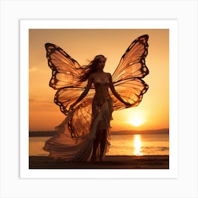 Fairy Woman At Sunset Art Print