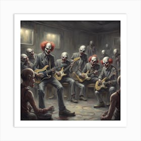 Clowns Playing Guitars Art Print