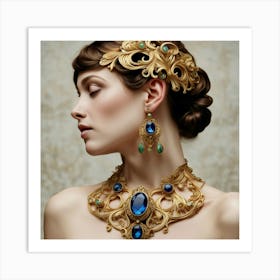 Gold And Blue Jewelry Art Print