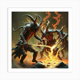 Demons Fighting 1 Art Print