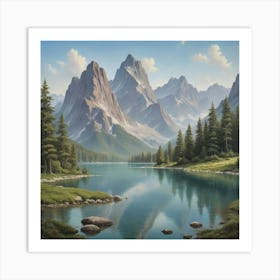 Mountain Lake art print 2 Art Print