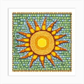 Mosaic Sun A Sun Created From A Mosaic Of Small Tiles 26 Art Print