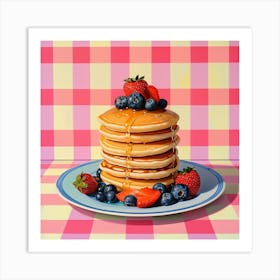 Pancakes With Berries Checkerboard 1 Art Print
