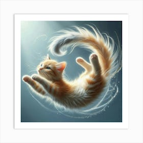 Cat Flying In The Air Art Print