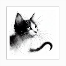 Black And White Kitten 1 Art Print