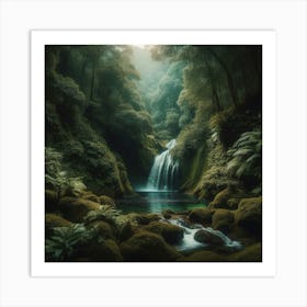 Waterfall In The Forest Art Print