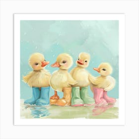 Ducks In Rain Boots Art Print