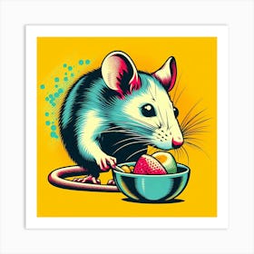 Rat Eating Fruit Art Print