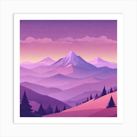 Misty mountains background in purple tone 51 Art Print