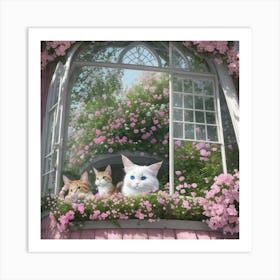 Cats In The Window Art Print