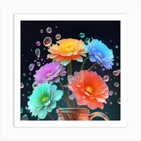 Luminous pastel flowers 1 Art Print