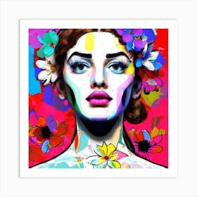 Girl With Flowers 2 Art Print