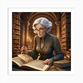 The Elderly Lady Librarian 003 Art Print