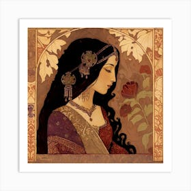 Woman With Long Hair Art Print