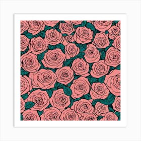 Roses Seamless Pattern 6 Art Print