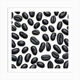 Black Coffee Beans Isolated On White Background Art Print