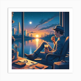 Man Sitting At Desk Art Print