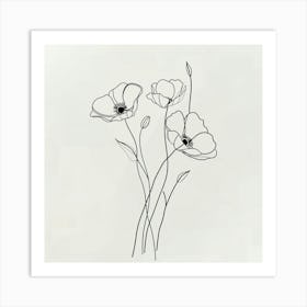 Line Drawing Of Flowers 6 Art Print