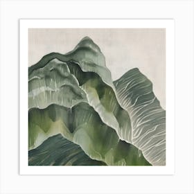 Japanese Watercolour Of Mount Kirigamine 5 Art Print
