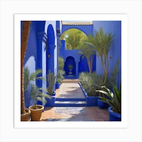 Jardin Majorelle Morocco Modern Blue Illustration art print Art Print