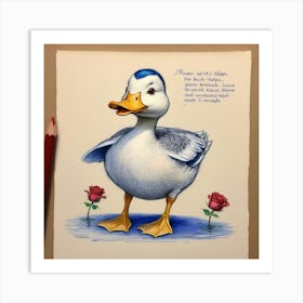 Duck With Roses 4 Art Print