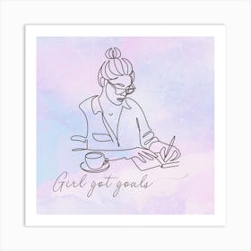 Girl Got Goals Outline Art Print Art Print