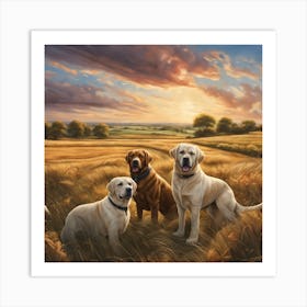 Three Labrador Retrievers family Art Print