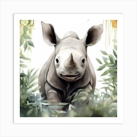 Rhino In The Jungle Art Print