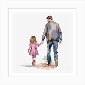 Father And Daughter Walking Father's Day 1 Art Print