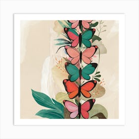 Butterflies On A Branch 2 Art Print