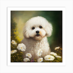 Poodle In Flowers Art Print