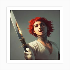 Guy Holding A Knife Art Print