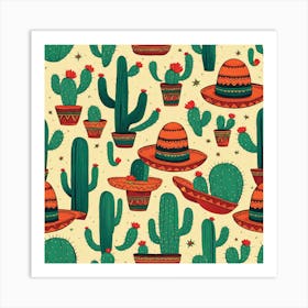 Mexican Cactus Pattern 2 Art Print