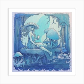 Fairy Sitting On A Mushroom 2 Art Print