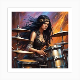 Drummer girl Art Print