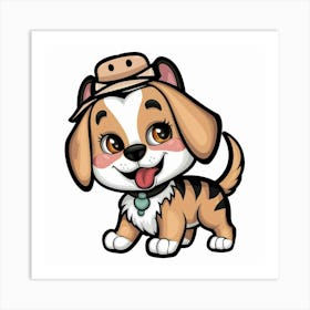 Cartoon Dog In A Hat Art Print