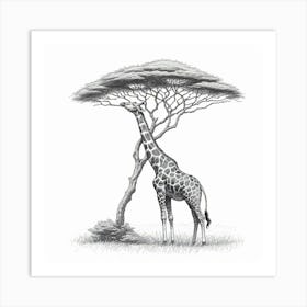 Line Art giraffe 2 Art Print