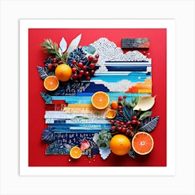 Paper Cut-Outs, Produce An Eclectic Collage Combining Calligraphy Textured Paint Swatches And Cut Out Elements Art Print