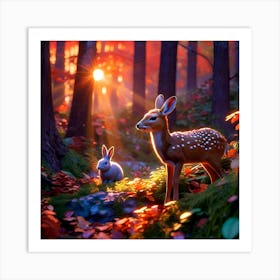 Deer In The Forest Art Print