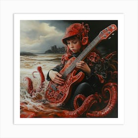 Octopus Girl with Guitar Art Print