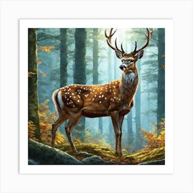 Deer In The Forest 149 Art Print