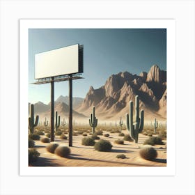 Blank Billboard In The Desert Art Print